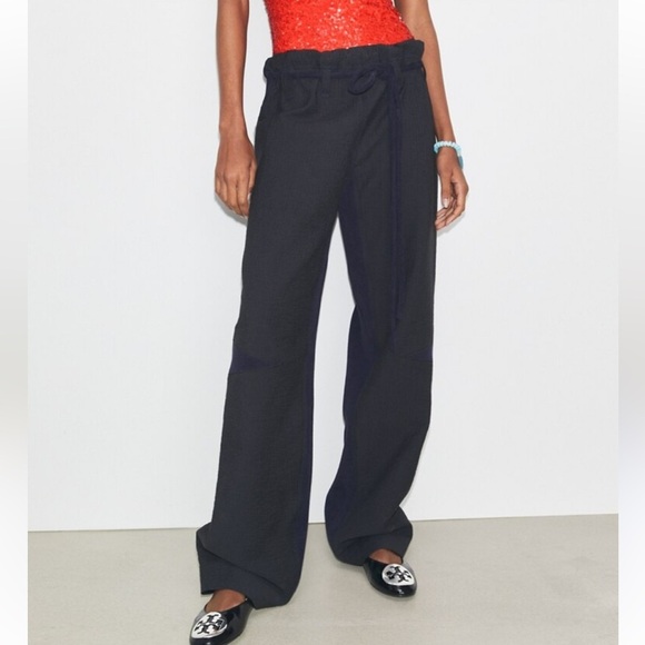 Tory Burch Wide Leg Black Linen Pants - Picture 1 of 11